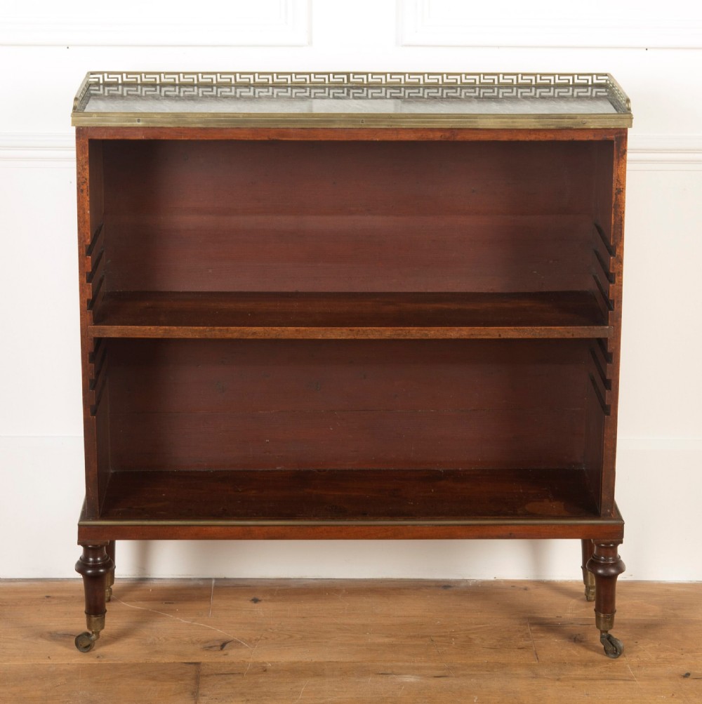 Regency Mahogany Marble Top Open Bookcase View II