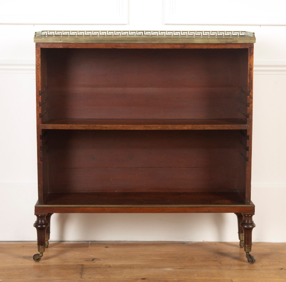 Regency Mahogany Marble Top Open Bookcase View III