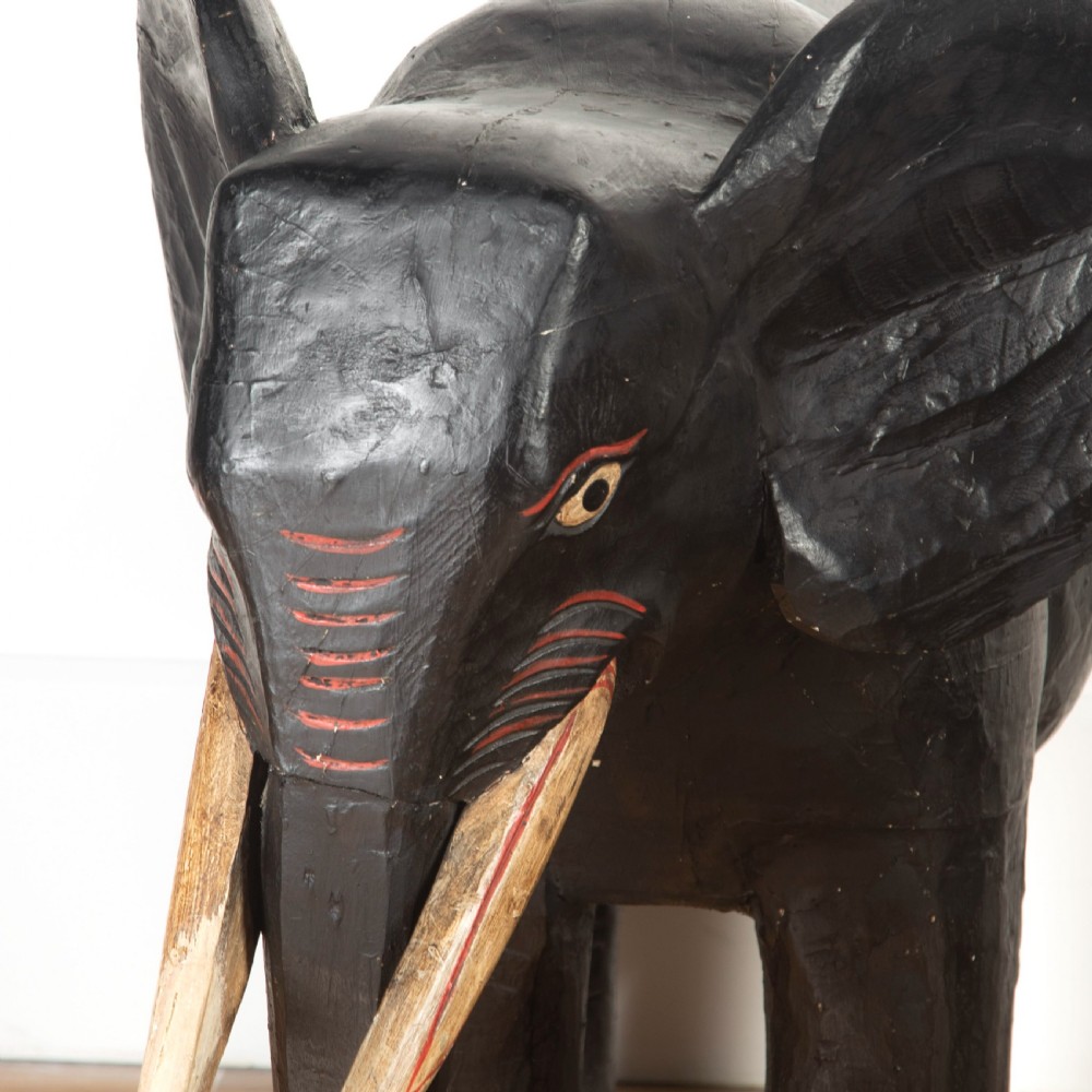 Large Indian Carved Wood Elephant View IV