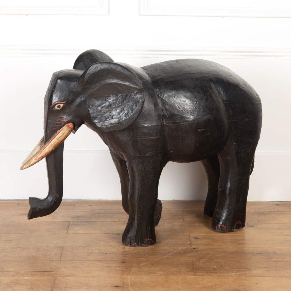 Large Indian Carved Wood Elephant View V