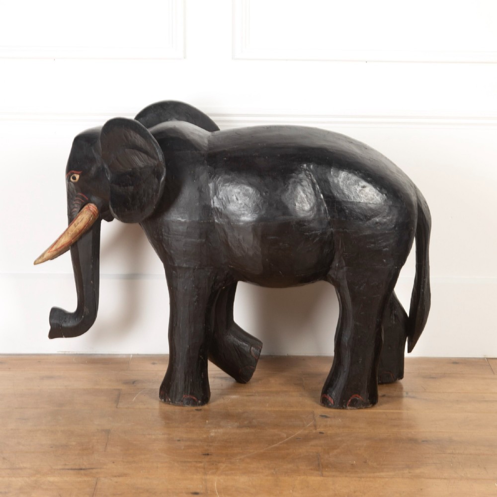 Large Indian Carved Wood Elephant View VI