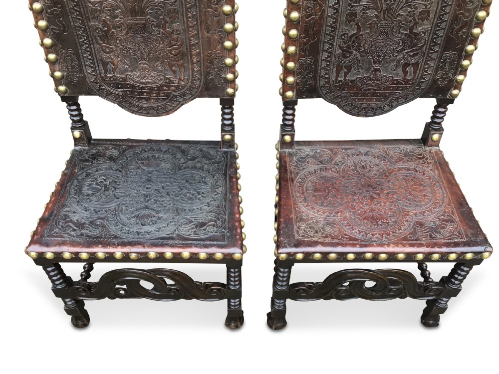 Pair of Spanish Leather Chairs View X