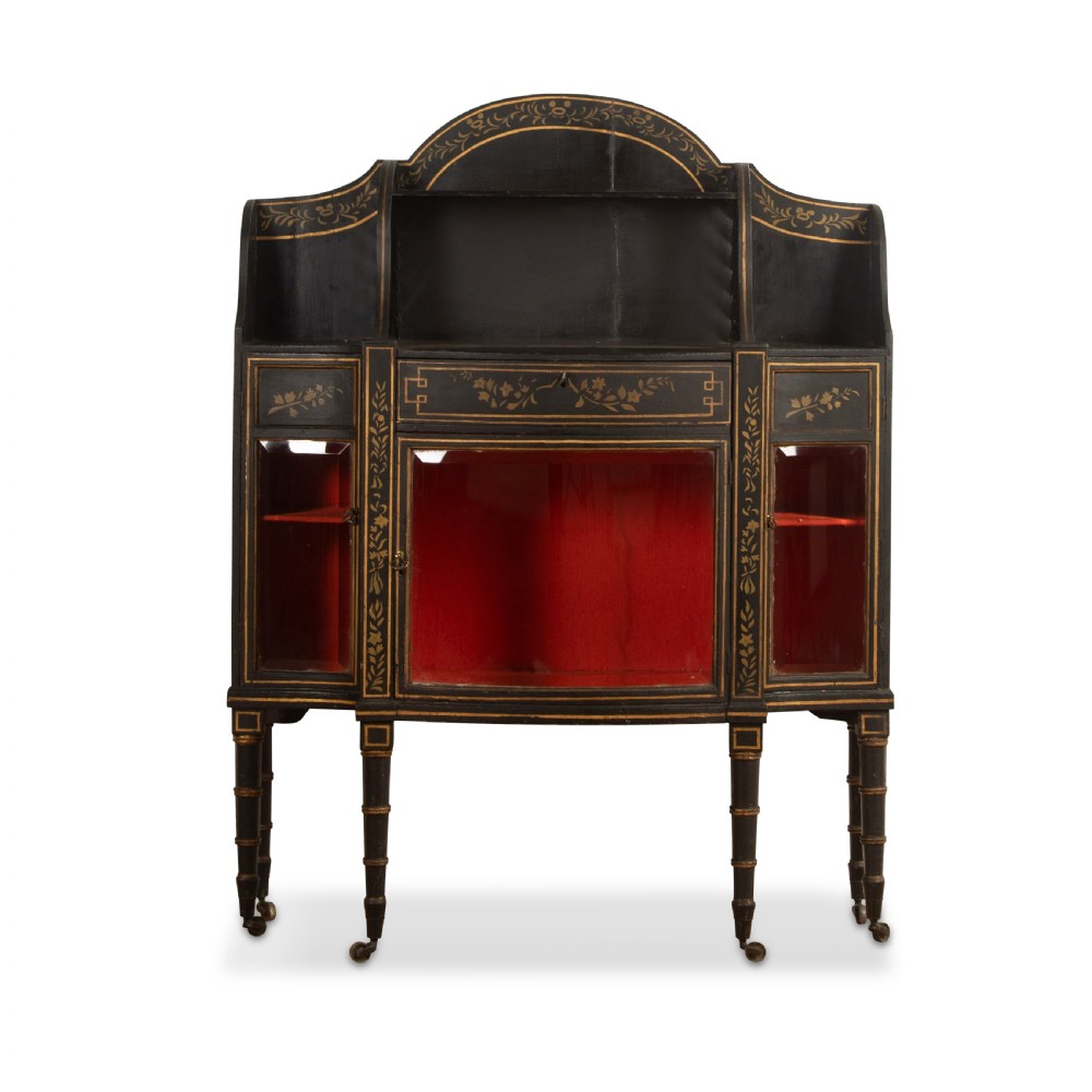 C19th Shapely Decorated Side Cabinet