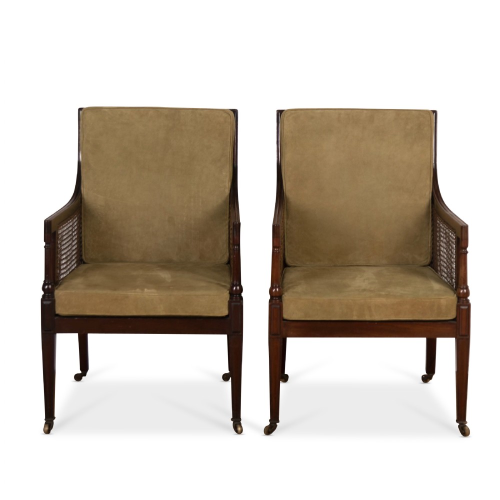 Late C19th Pair of Mahogany Bergere Chairs View II
