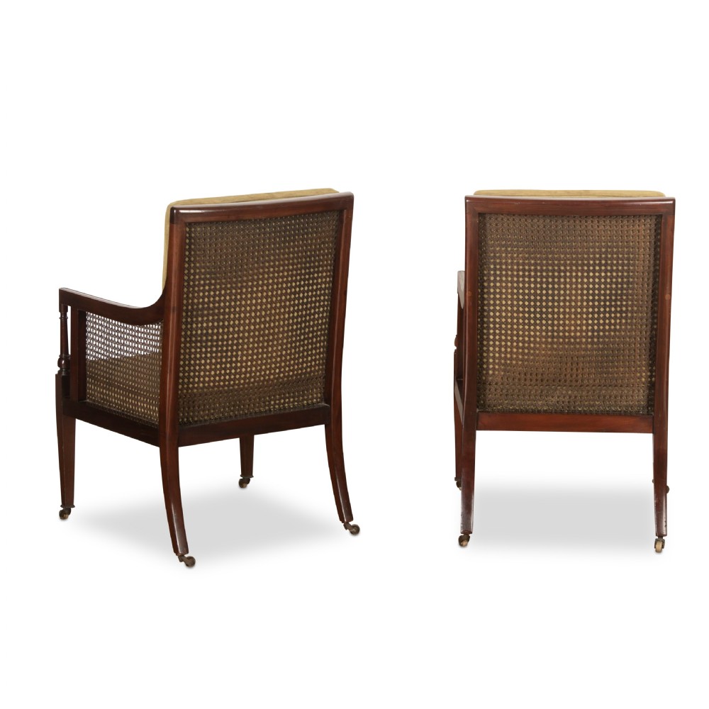 Late C19th Pair of Mahogany Bergere Chairs View IV