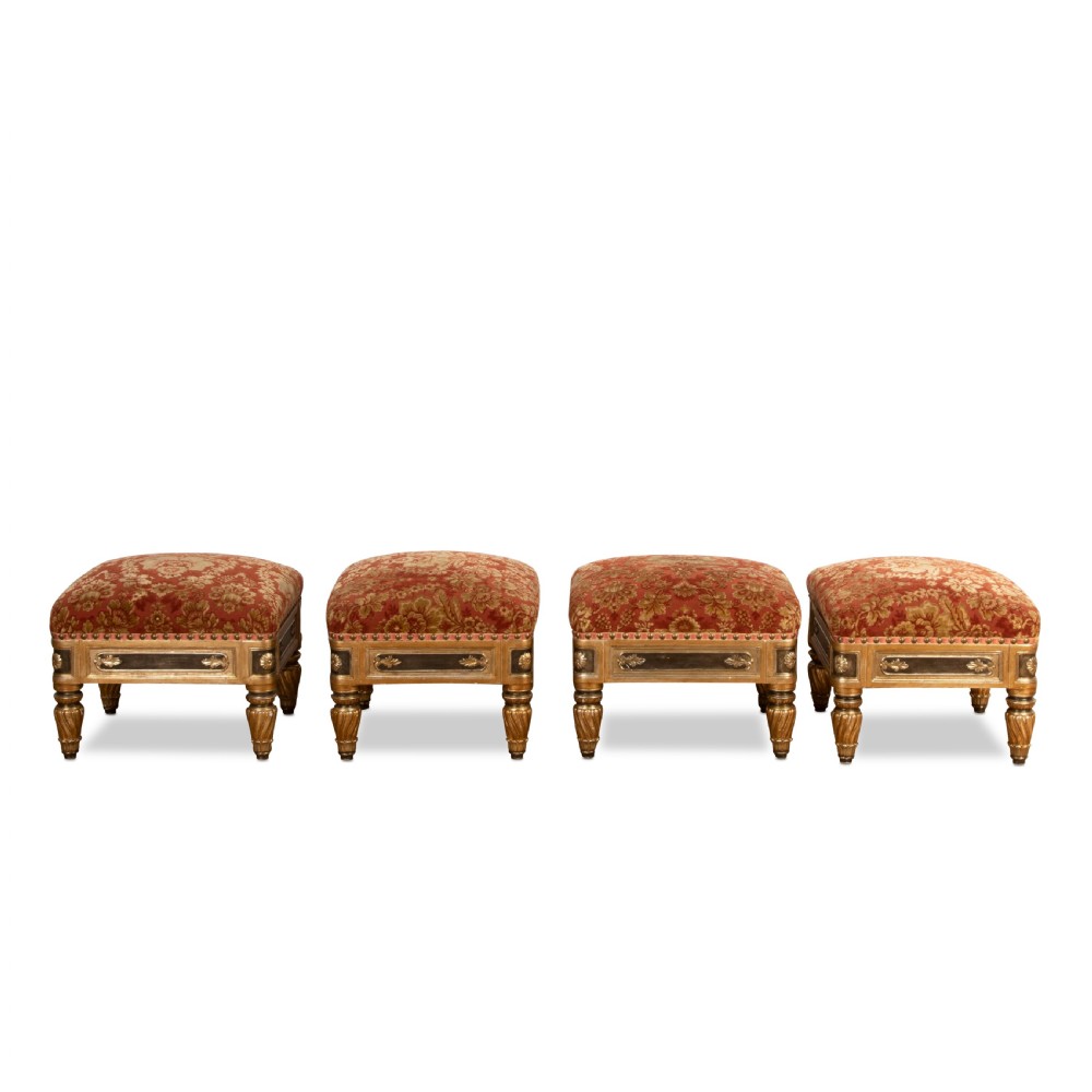 C19th set of 4 gilt stools
