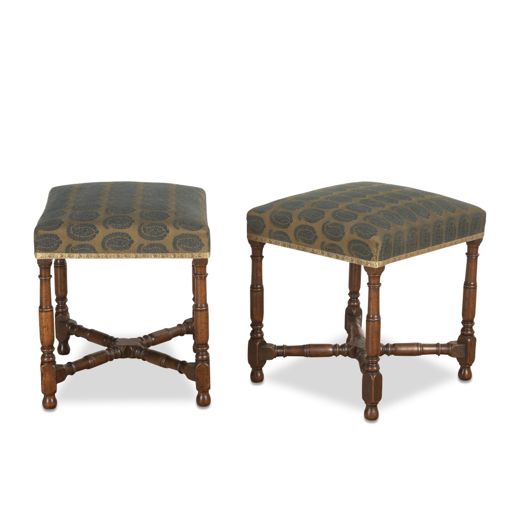 17th Pair of Walnut Stools