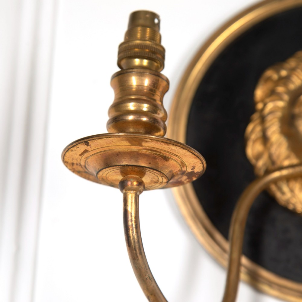 19th Century pair Bronze Wall Lights View V