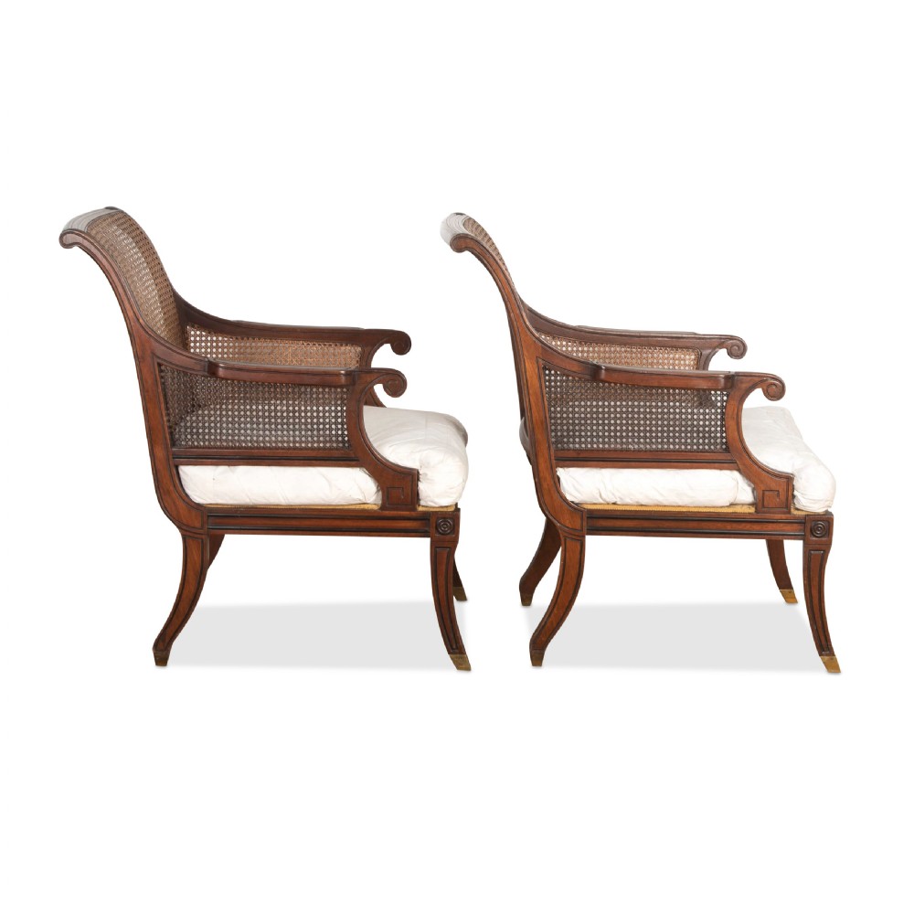 Pair of Mahogany Caned Bergere Chairs View IV