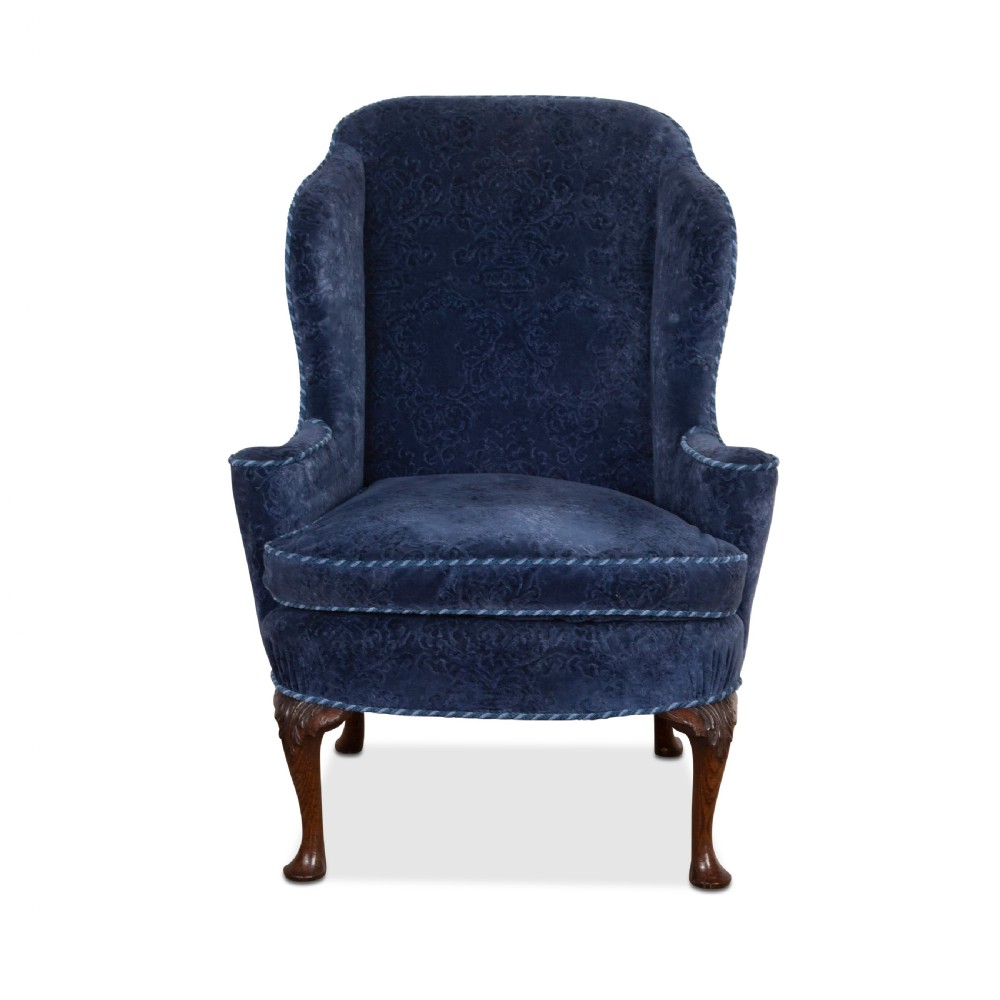 C18th Carved Leg Wing Chair