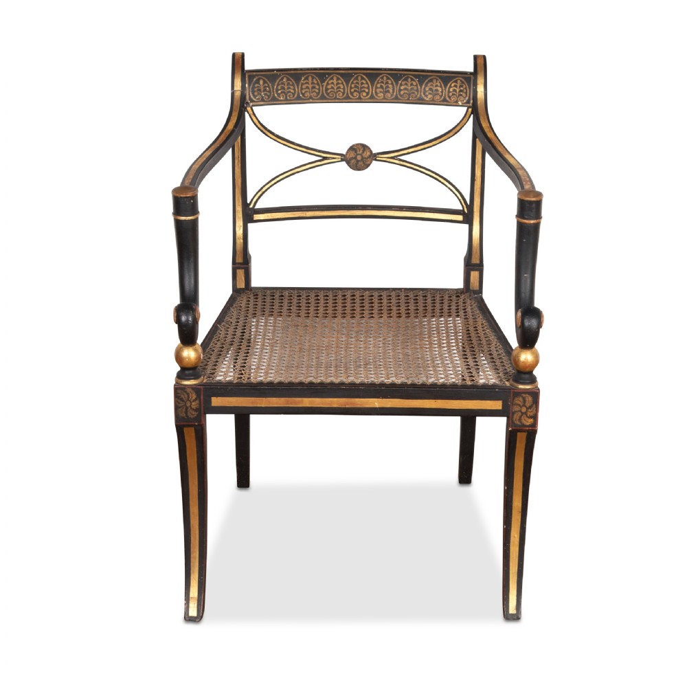 Regency Decorated Open Armchair