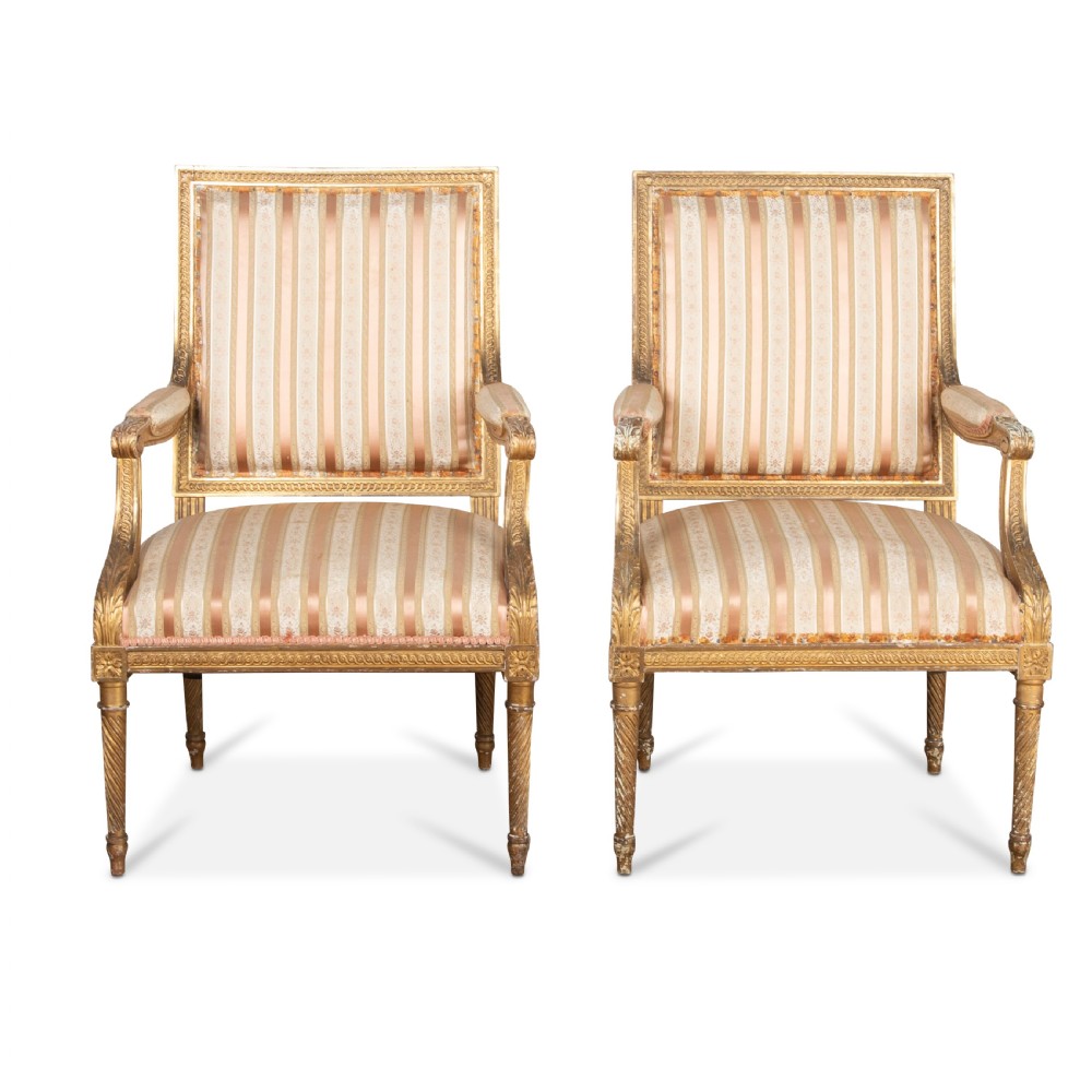 Pair of 19th Century Open Armchairs