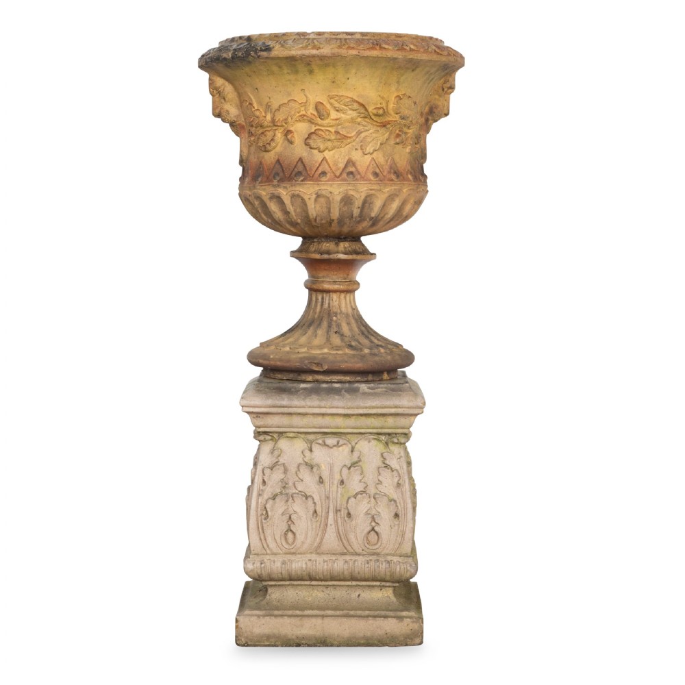 19th Century Terracotta Urn on Pedestal