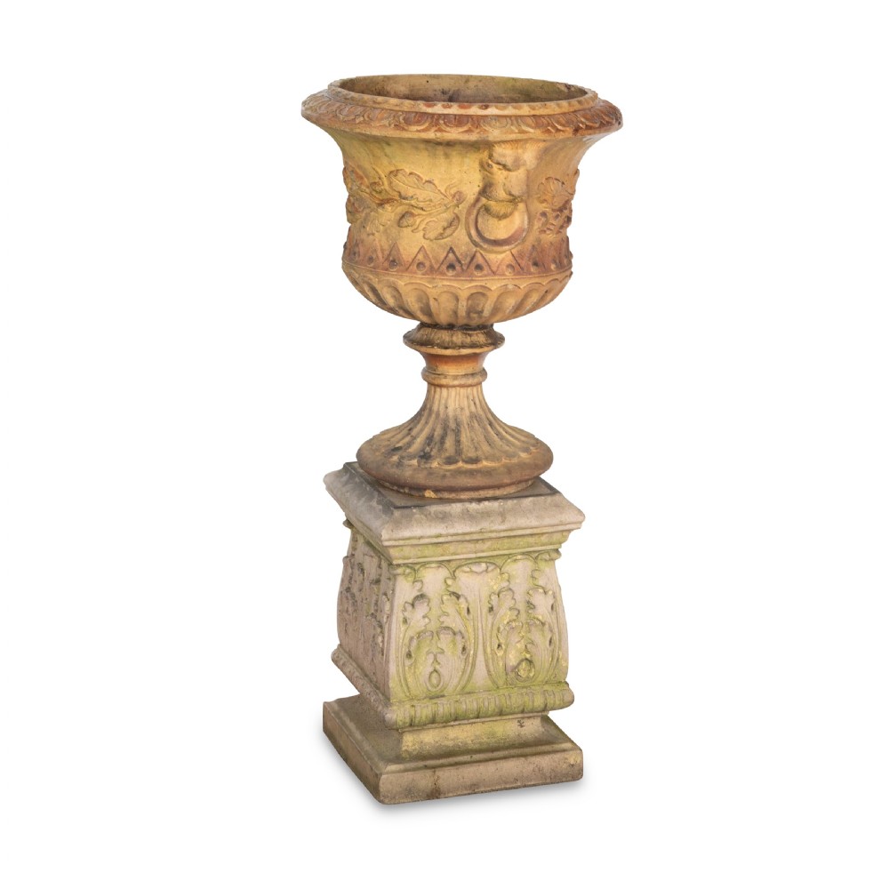 19th Century Terracotta Urn on Pedestal View II