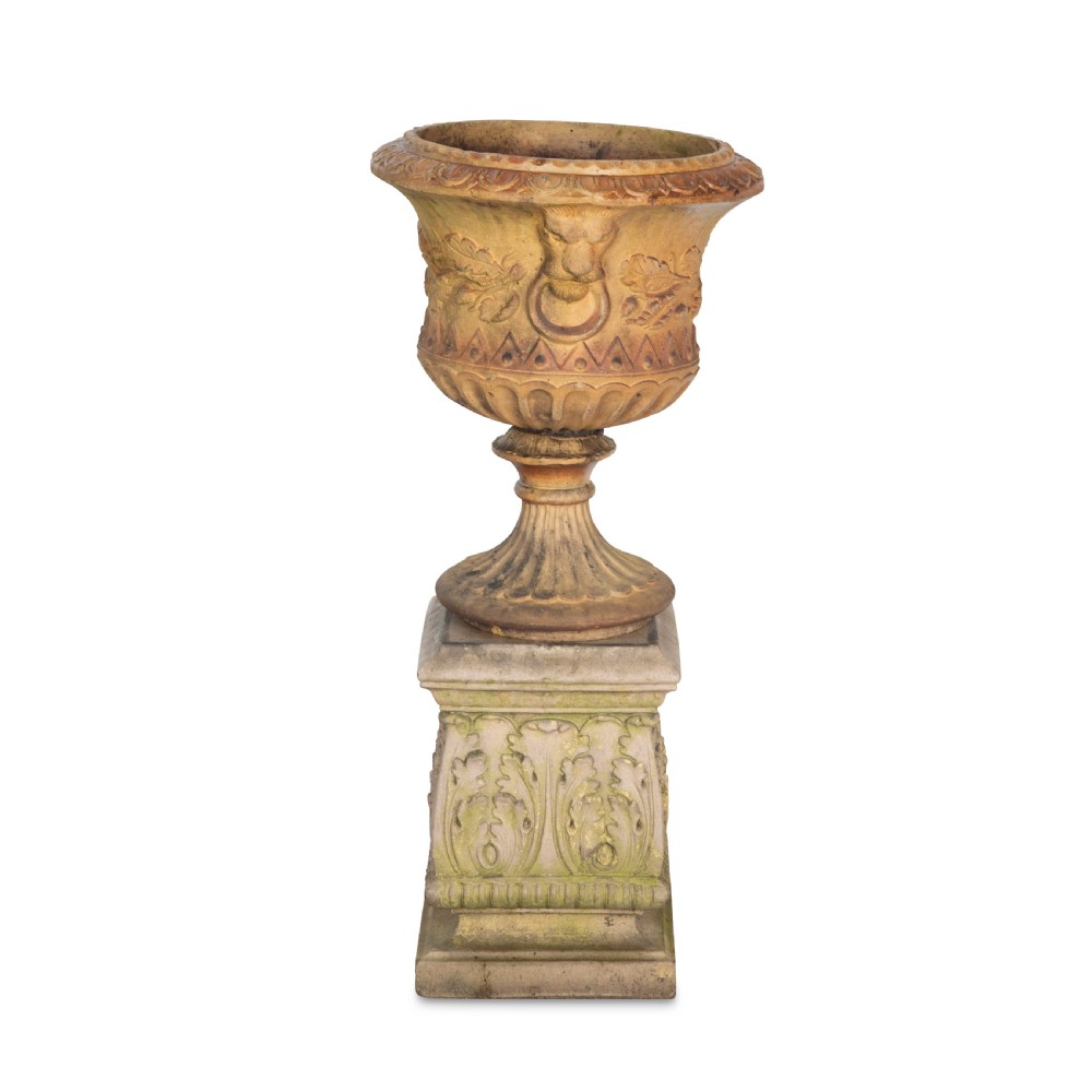 19th Century Terracotta Urn on Pedestal View IV