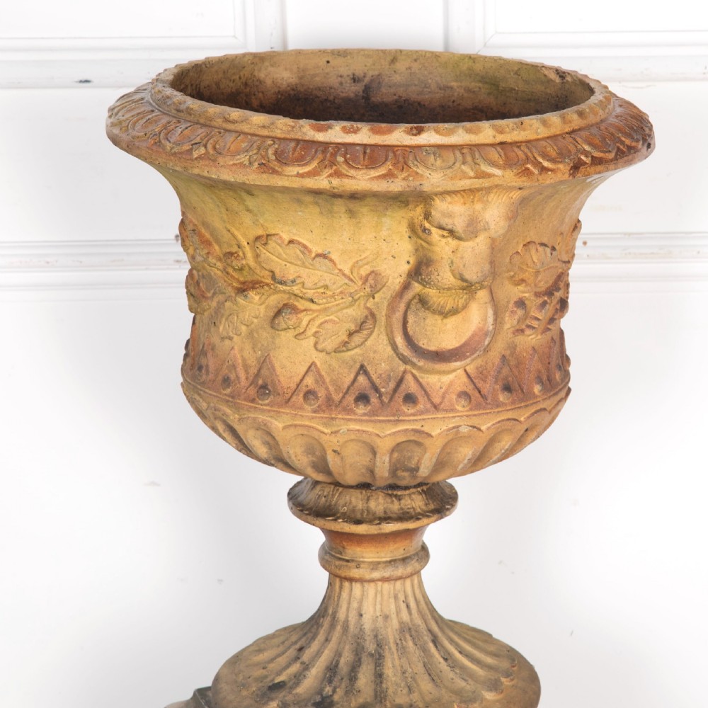 19th Century Terracotta Urn on Pedestal View VII