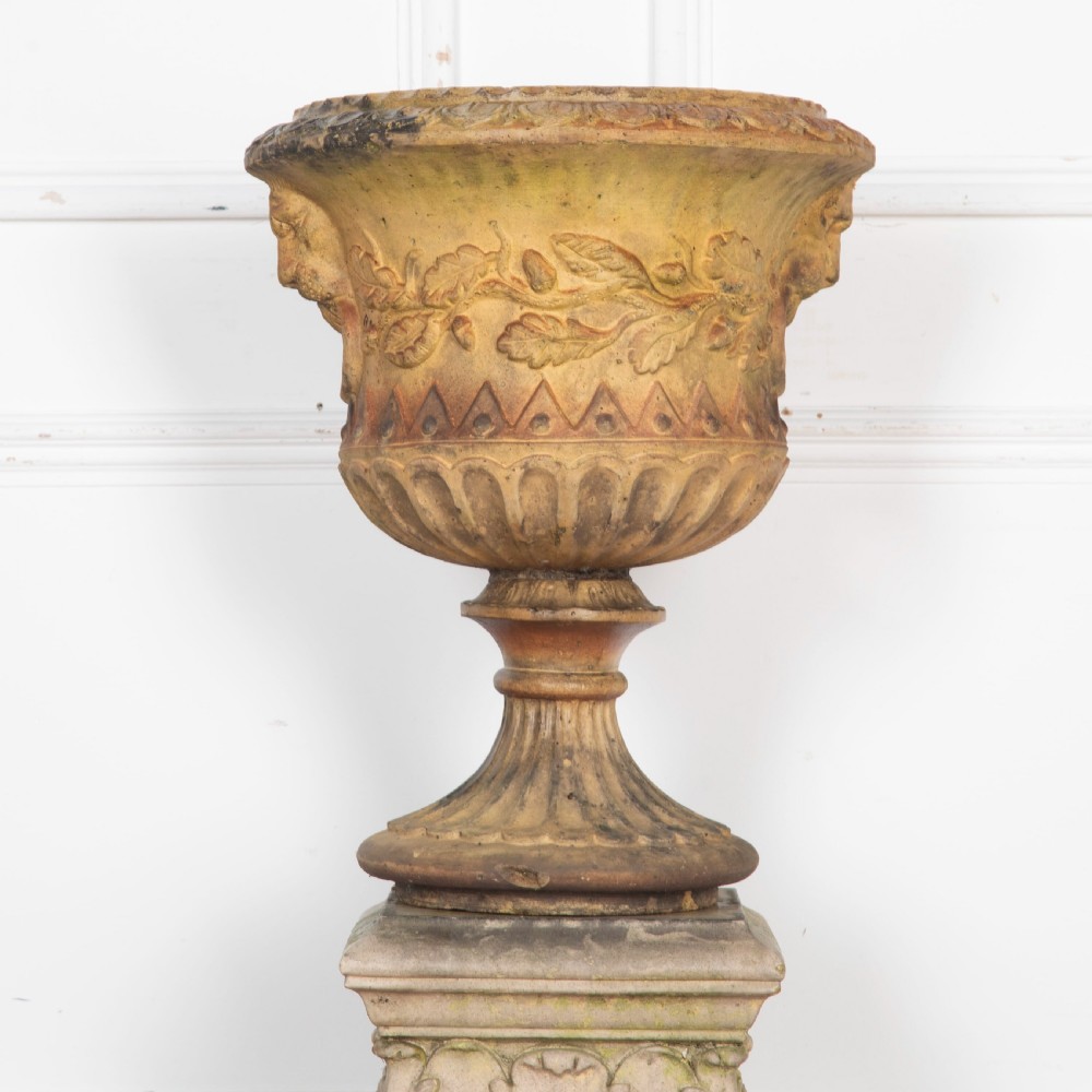 19th Century Terracotta Urn on Pedestal View VIII