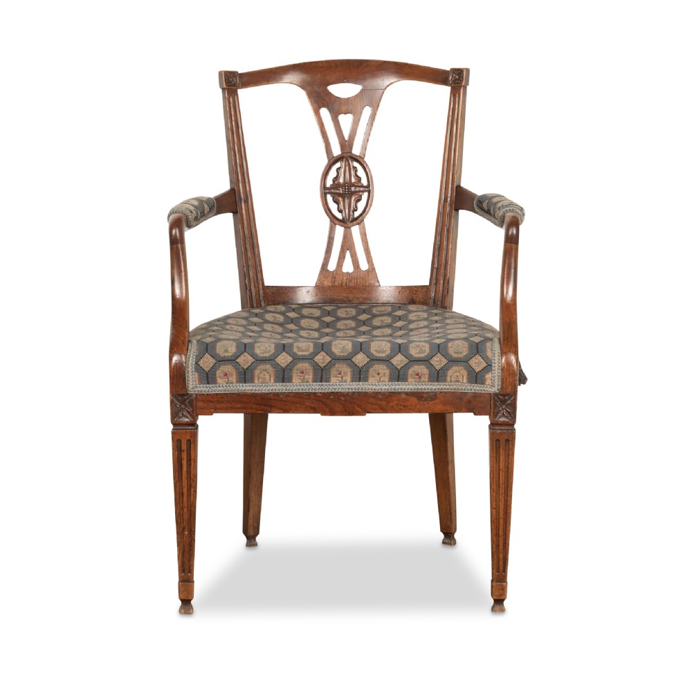 C19th Elm Open Armchair