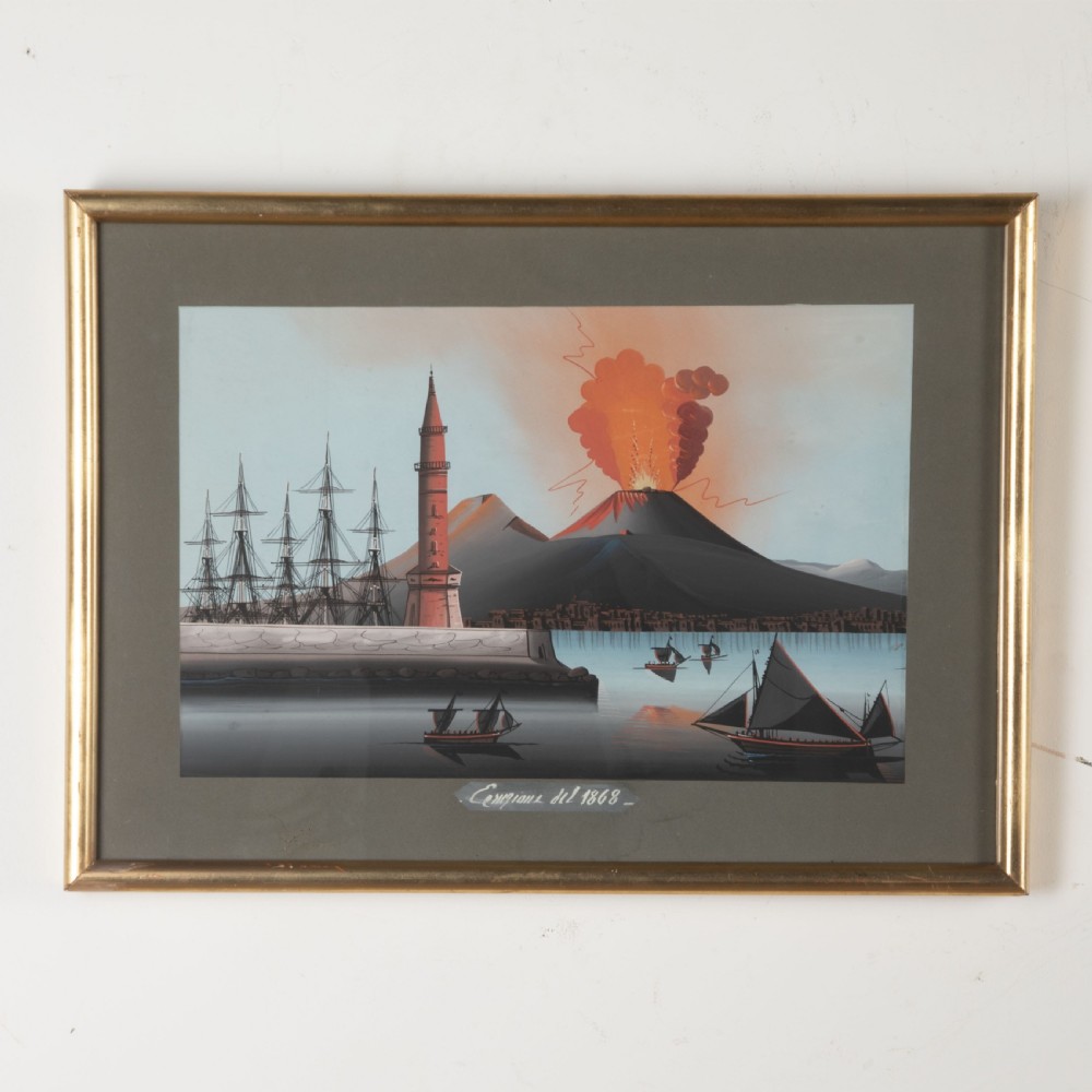 Pair of Large Vesuvius Gouache Paintings View II