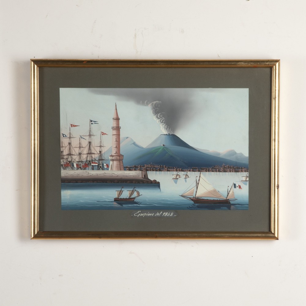 Pair of Large Vesuvius Gouache Paintings View VI