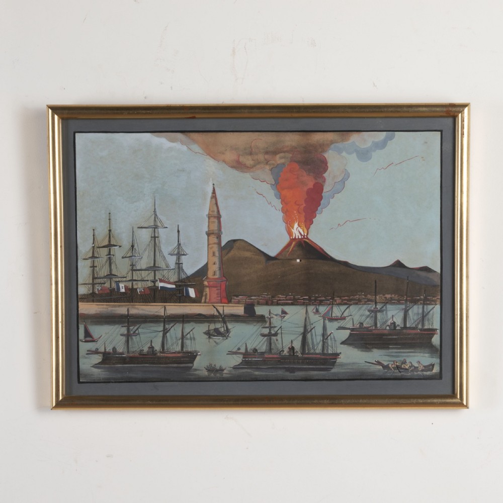 Pair of Large Vesuvius Gouache Paintings View II