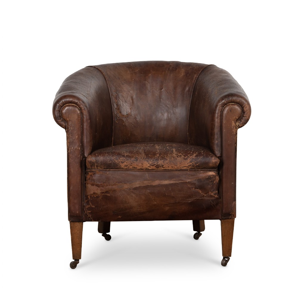 Late 19th Century Leather Library Chair