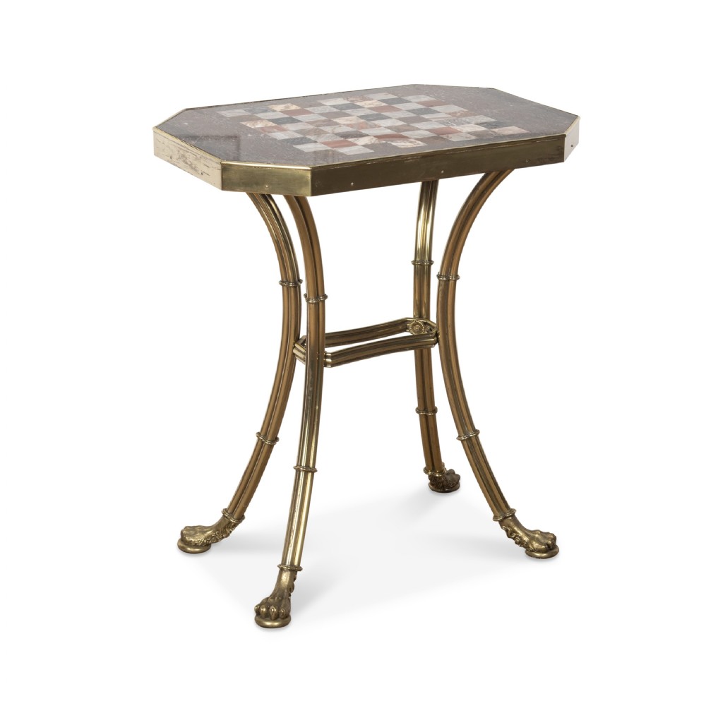 Regency Marble and Gilt Brass Chess Table