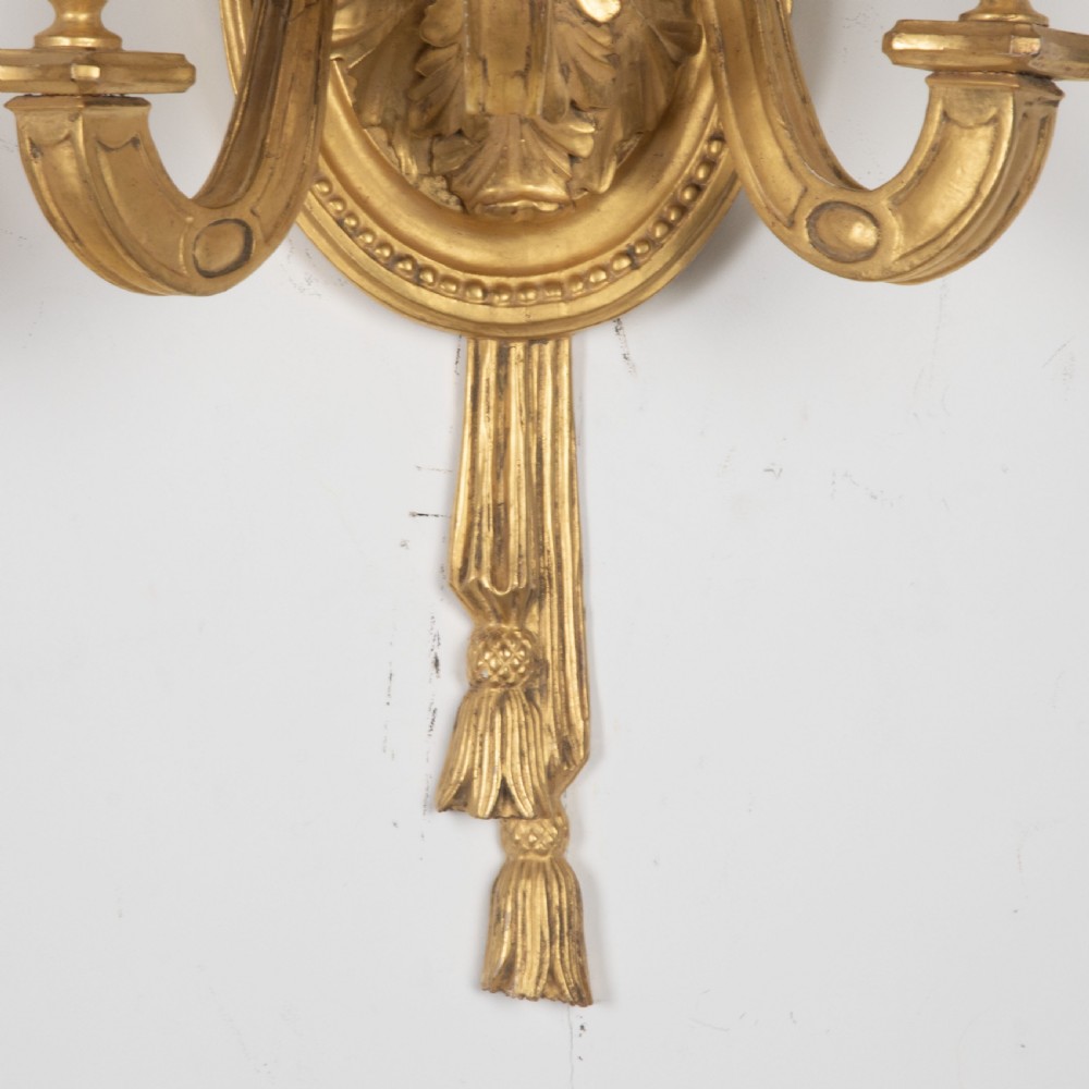 Early 20th Century Pair of Large Giltwood Wall Lights View V