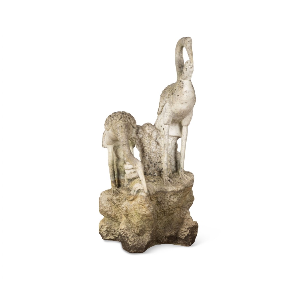 19th Century Italian Marble Cranes View III
