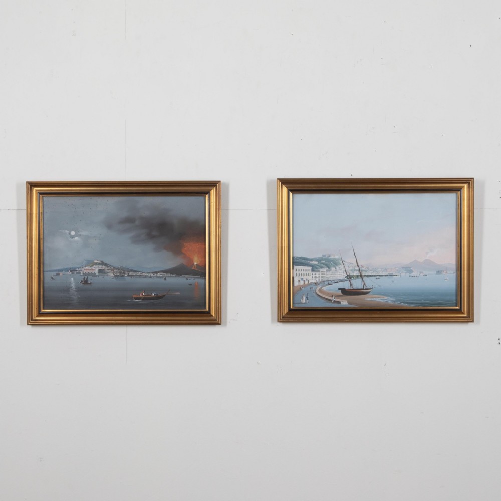 Pair of 19th Century Italian Gouaches of Naples