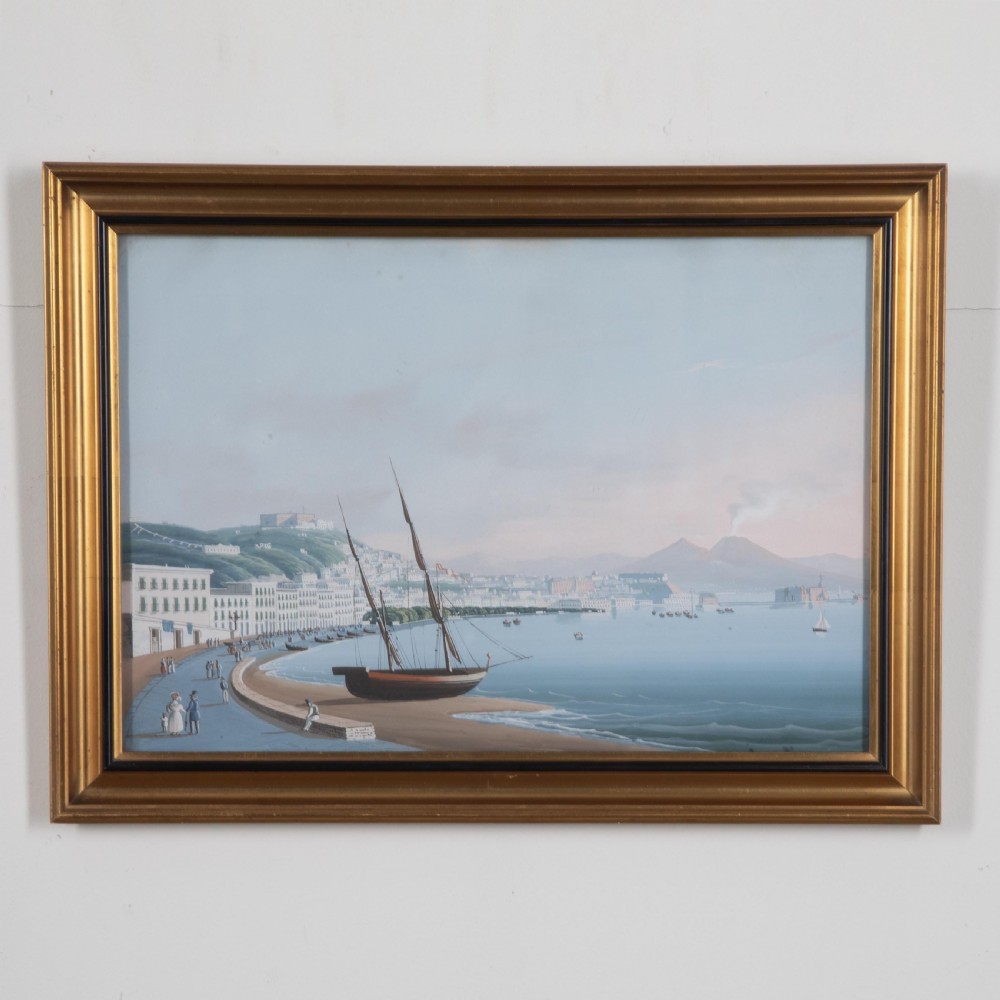 Pair of 19th Century Italian Gouaches of Naples View II