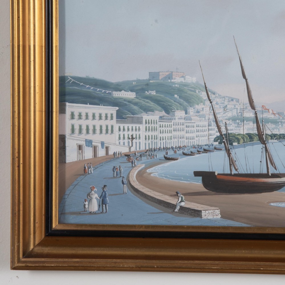 Pair of 19th Century Italian Gouaches of Naples View III