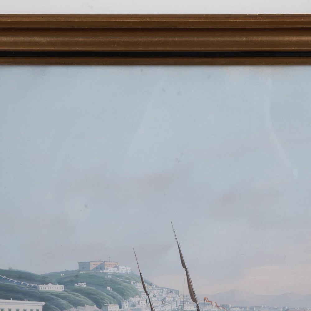 Pair of 19th Century Italian Gouaches of Naples View VI