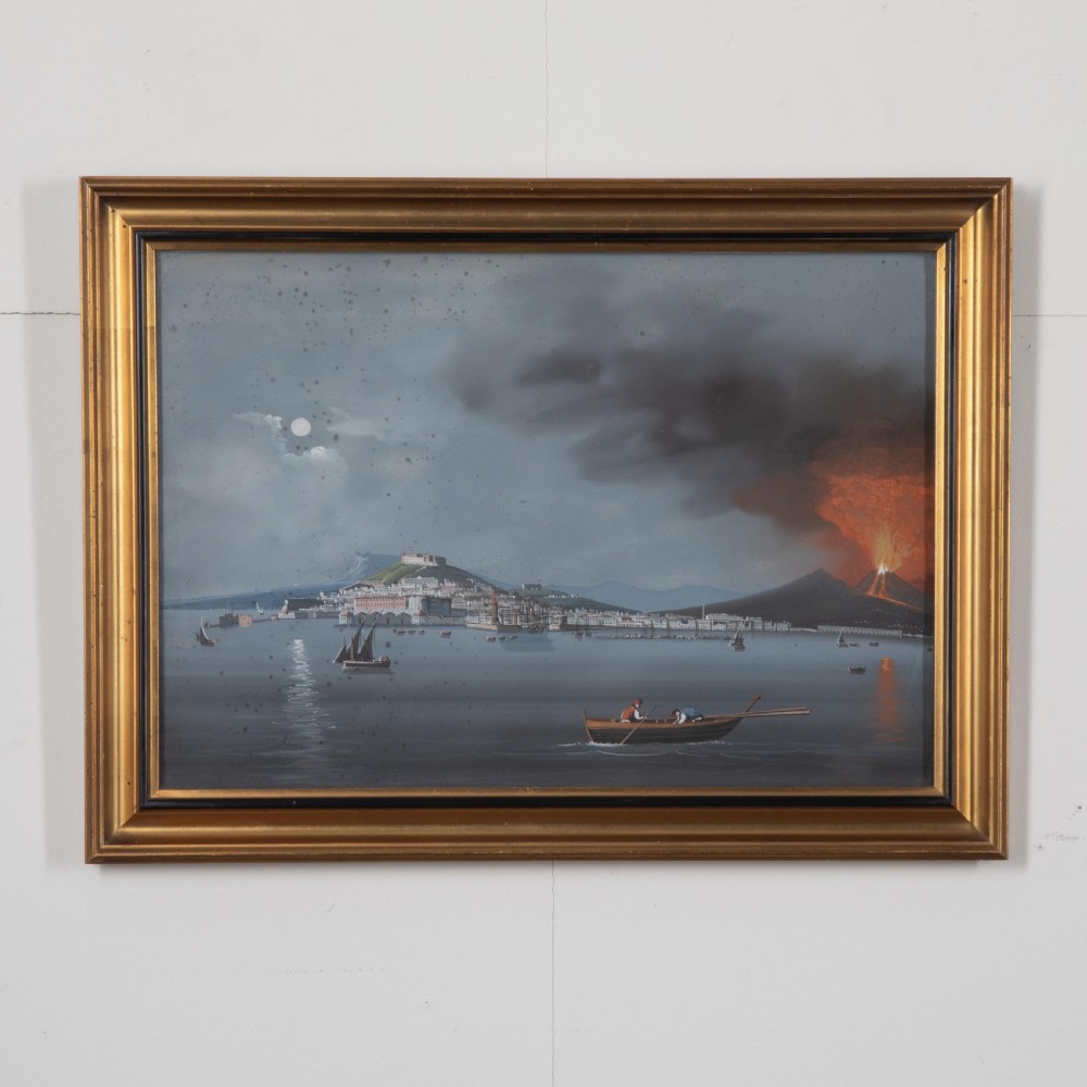 Pair of 19th Century Italian Gouaches of Naples View VII