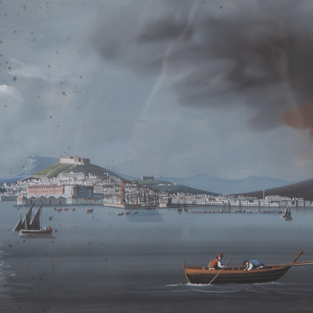 Pair of 19th Century Italian Gouaches of Naples View VIII