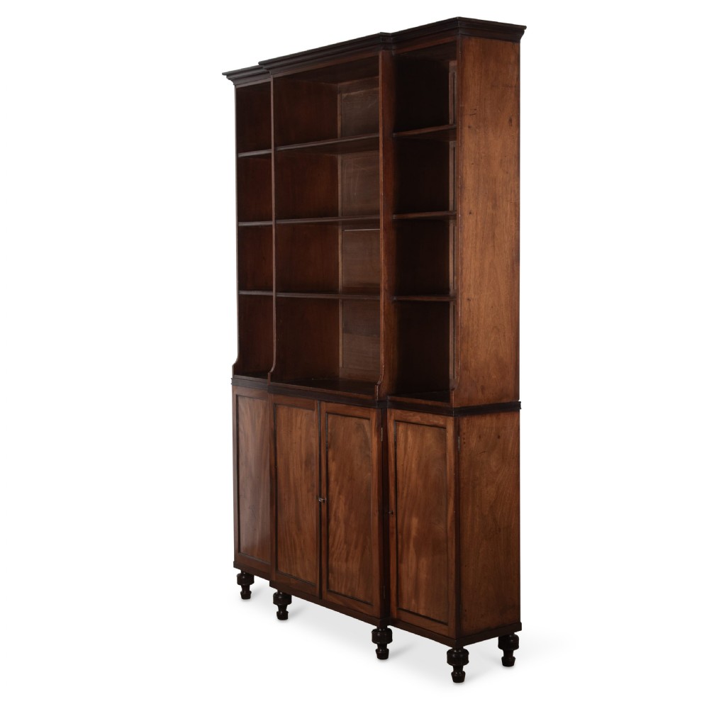 Regency Mahogany Breakfront Bookcase View II