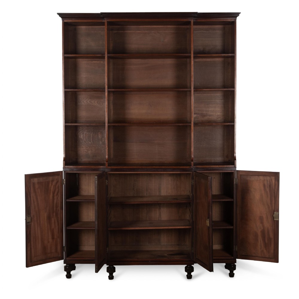 Regency Mahogany Breakfront Bookcase View III