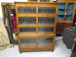 GOLDEN OAK FIVE TIER STACKING LAWYERS BOOKCASE