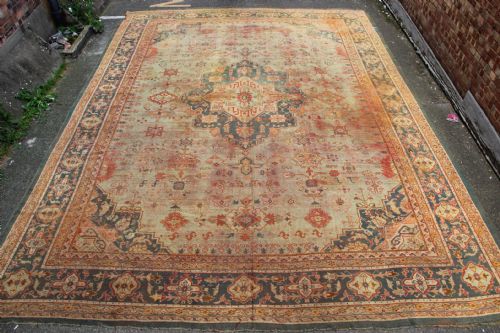 396 X 537cm Antique Green Oushak Carpet