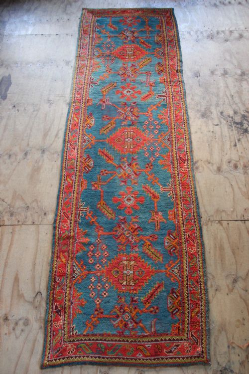 120 X 400cm Fabulous Light Blue Oushak / Ushak Turkey Runner