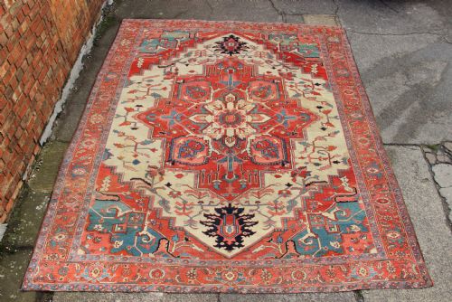 286 X 350cm Outstanding Antique Serapi Heriz Carpet