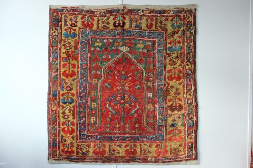 131 X 140 18th Century Turkish Village Prayer Rug, Dazkiri