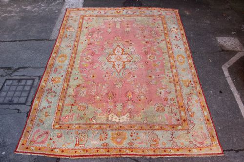 287 X 389cm Antique Pink & Green Oushak / Ushak Carpet
