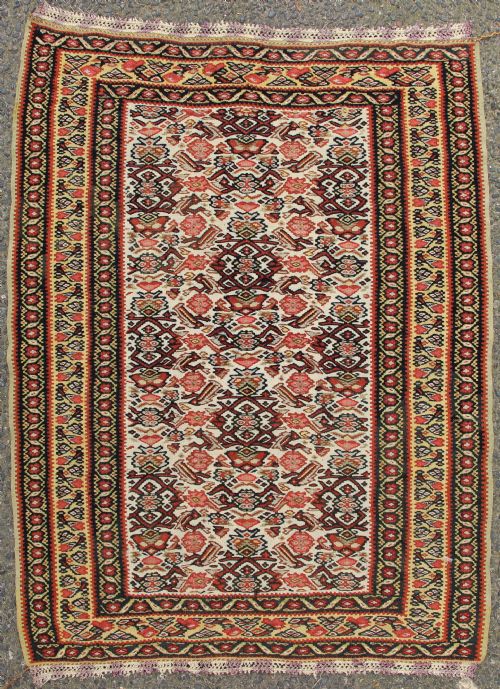 42.5 X 65cm Silk Warped Seneh Kilim