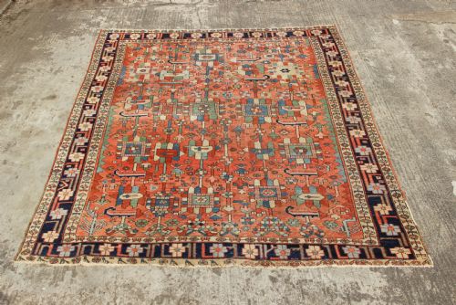257 X 294cm Antique Heriz Carpet, Salmon Field
