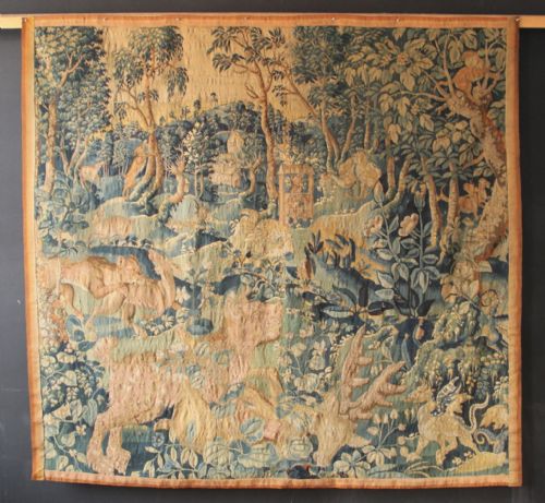 197 X 188cm 16th Century Tapestry with Wild Beasts, Northern France