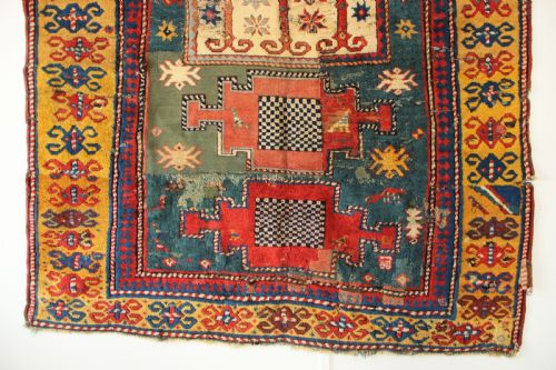 150 X 180CM SUPERB ANTIQUE CAUCASIAN KAZAK REMNANT - ADDITIONAL PHOTO 1