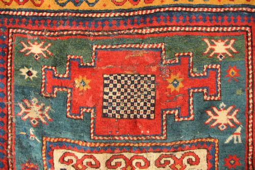 150 X 180CM SUPERB ANTIQUE CAUCASIAN KAZAK REMNANT - ADDITIONAL PHOTO 5