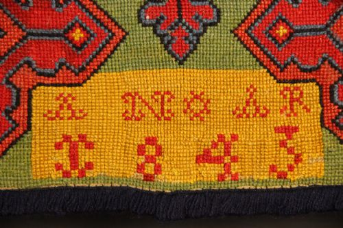 114 X 53CM SWEDISH PILLOW EMBROIDERY DATED 1843 - ADDITIONAL PHOTO 2