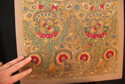 42 X 43CM 18TH CENTURY HAND TOWEL END PANEL EPIRUS GREECE - ADDITIONAL PHOTO 6